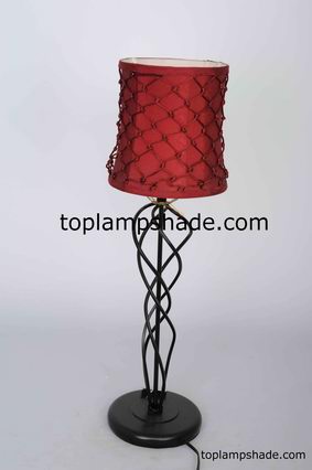 Drum Red Silk Table Lampshade-LS2024