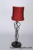 Drum Red Silk Table Lampshade-LS2024